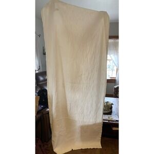 Ivory White Curtain Panel with Gold‎ Geometric Trim, Window Covering Drape